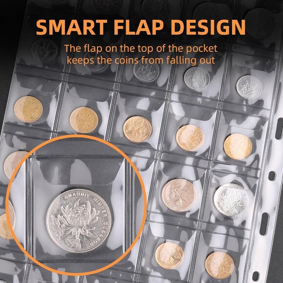 Coin Collection Book Holder for Collectors, 300 Pockets Fireproof Coins Collecti - Picture 6 of 6